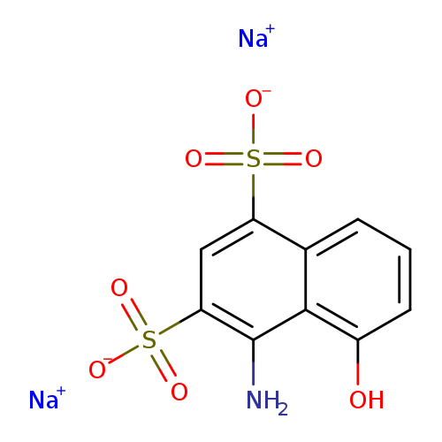 Oc1cccc2c1c(N)c(cc2S(=O)(=O)[O-])S(=O)(=O)[O-].[Na+].[Na+]