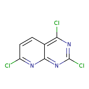 Clc1ccc2c(n1)nc(nc2Cl)Cl