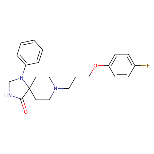 Fc1ccc(cc1)OCCCN1CCC2(CC1)C(=O)NCN2c1ccccc1