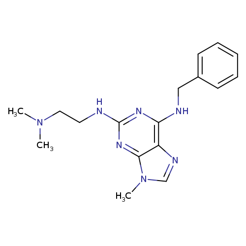 CN(CCNc1nc(NCc2ccccc2)c2c(n1)n(C)cn2)C