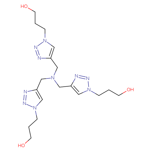OCCCn1nnc(c1)CN(Cc1nnn(c1)CCCO)Cc1nnn(c1)CCCO	C18H30N10O3