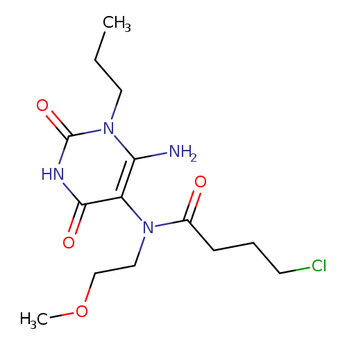 COCCN(c1c(=O)[nH]c(=O)n(c1N)CCC)C(=O)CCCCl