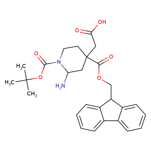 OC(=O)CC1(CCN(C(C1)N)C(=O)OC(C)(C)C)C(=O)OCC1c2ccccc2c2c1cccc2