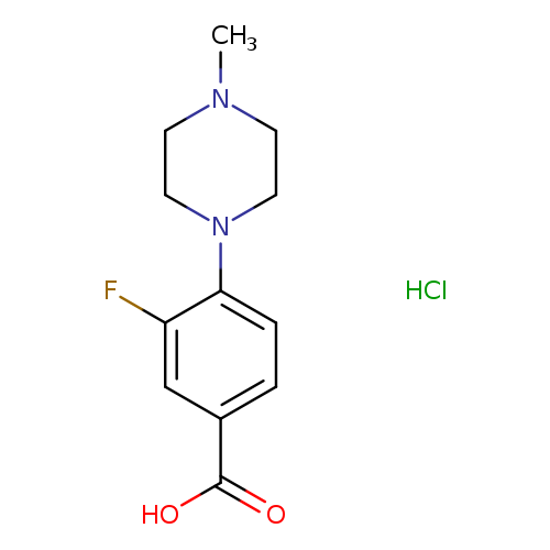 CN1CCN(CC1)c1ccc(cc1F)C(=O)O.Cl