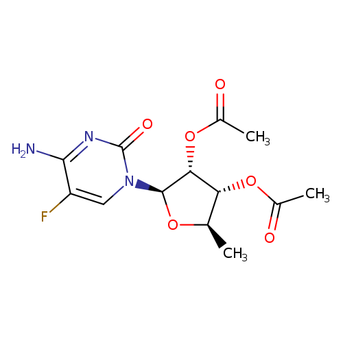CC(=O)O[C@@H]1[C@H](OC(=O)C)[C@H](O[C@H]1n1cc(F)c(nc1=O)N)C