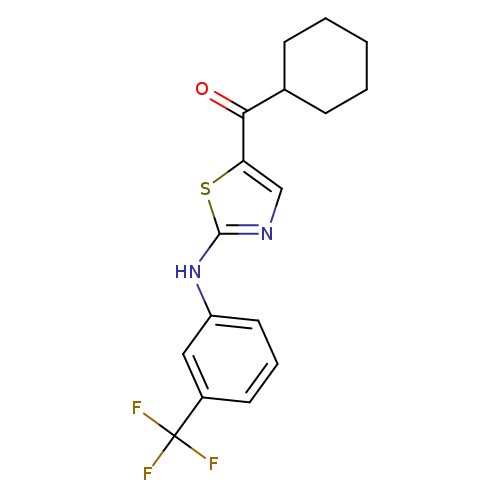 O=C(c1cnc(s1)Nc1cccc(c1)C(F)(F)F)C1CCCCC1