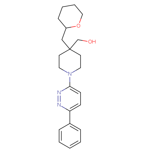 OCC1(CCN(CC1)c1ccc(nn1)c1ccccc1)CC1CCCCO1