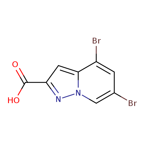 Brc1cc(Br)c2n(c1)nc(c2)C(=O)O