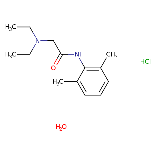 CCN(CC(=O)Nc1c(C)cccc1C)CC.Cl.O