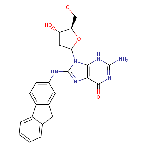 OC[C@H]1OC(C[C@@H]1O)n1c(Nc2ccc3c(c2)Cc2c3cccc2)nc2c1[nH]c(N)nc2=O