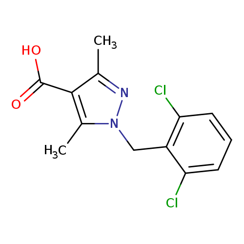 Clc1cccc(c1Cn1nc(c(c1C)C(=O)O)C)Cl