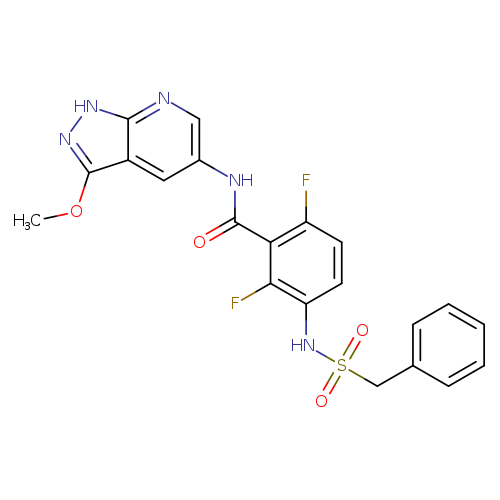 COc1n[nH]c2c1cc(cn2)NC(=O)c1c(F)ccc(c1F)NS(=O)(=O)Cc1ccccc1