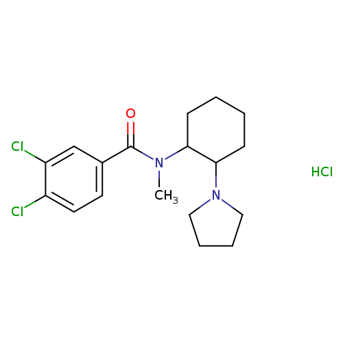 CN(C(=O)c1ccc(c(c1)Cl)Cl)C1CCCCC1N1CCCC1.Cl