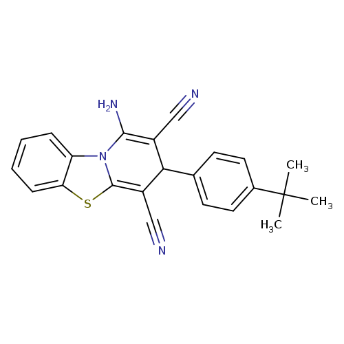 N#CC1=C(N)n2c(=C(C1c1ccc(cc1)C(C)(C)C)C#N)sc1c2cccc1