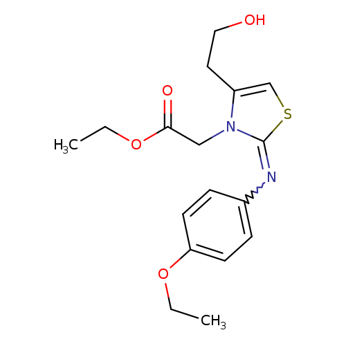 CCOC(=O)Cn1c(CCO)csc1=Nc1ccc(cc1)OCC