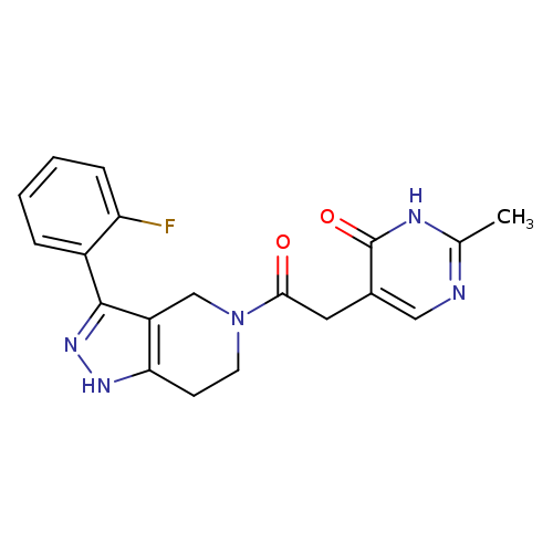 O=C(N1CCc2c(C1)c(n[nH]2)c1ccccc1F)Cc1cnc([nH]c1=O)C