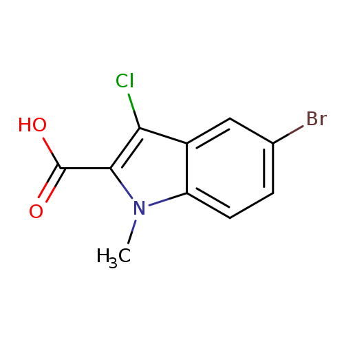 Brc1ccc2c(c1)c(Cl)c(n2C)C(=O)O