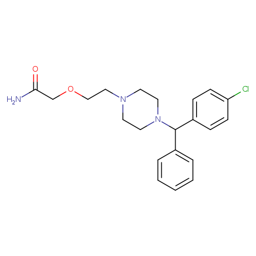 NC(=O)COCCN1CCN(CC1)C(c1ccc(cc1)Cl)c1ccccc1