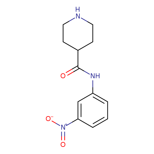 O=C(C1CCNCC1)Nc1cccc(c1)[N+](=O)[O-]