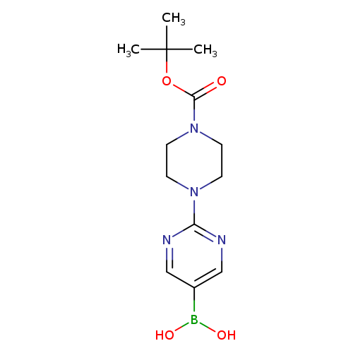 OB(c1cnc(nc1)N1CCN(CC1)C(=O)OC(C)(C)C)O