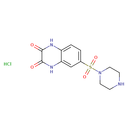O=c1[nH]c2ccc(cc2[nH]c1=O)S(=O)(=O)N1CCNCC1.Cl