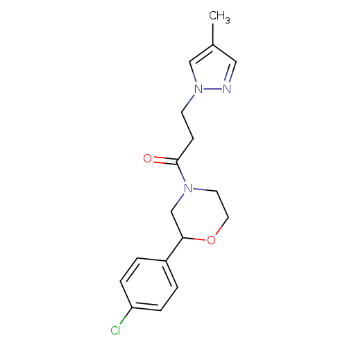 Clc1ccc(cc1)C1OCCN(C1)C(=O)CCn1ncc(c1)C