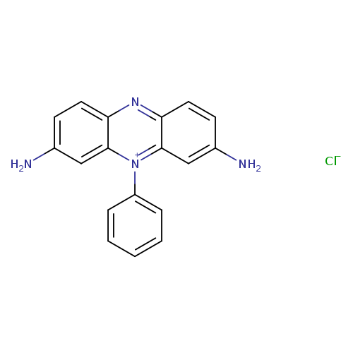 Nc1ccc2c(c1)[n+](c1ccccc1)c1c(n2)ccc(c1)N.[Cl-]