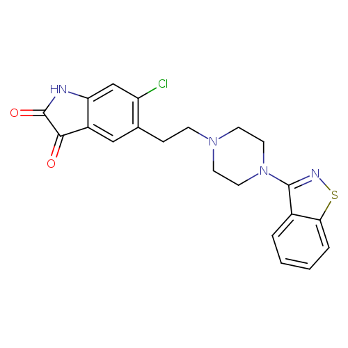 O=C1Nc2c(C1=O)cc(c(c2)Cl)CCN1CCN(CC1)c1nsc2c1cccc2