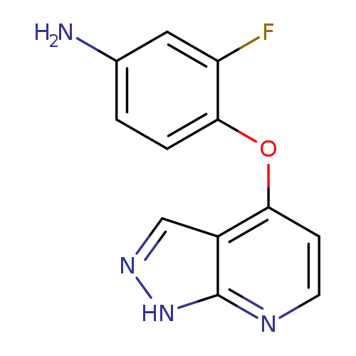 Nc1ccc(c(c1)F)Oc1ccnc2c1cn[nH]2