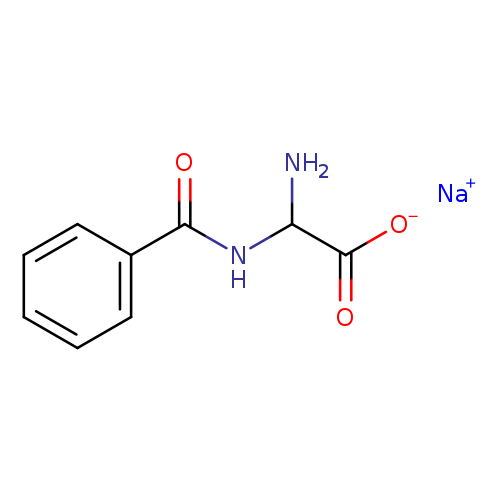 NC(C(=O)[O-])NC(=O)c1ccccc1.[Na+]