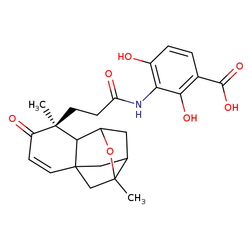 O=C(Nc1c(O)ccc(c1O)C(=O)O)CC[C@]1(C)C(=O)C=CC23C1C1CC(C2)C(O1)(C3)C