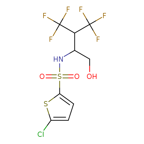 OCC(C(C(F)(F)F)C(F)(F)F)NS(=O)(=O)c1ccc(s1)Cl