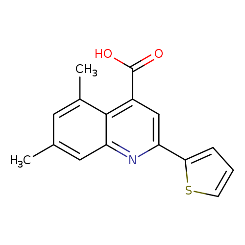 Cc1cc(C)c2c(c1)nc(cc2C(=O)O)c1cccs1