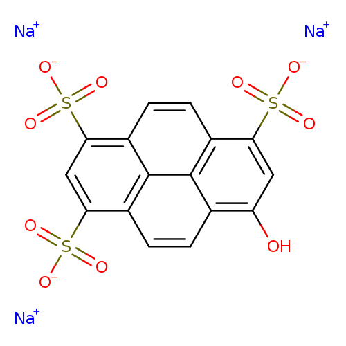 Oc1cc(c2c3c1ccc1c3c(cc2)c(cc1S(=O)(=O)[O-])S(=O)(=O)[O-])S(=O)(=O)[O-].[Na+].[Na+].[Na+]