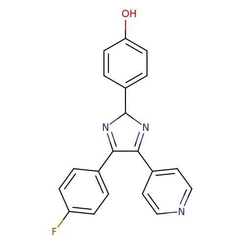 Oc1ccc(cc1)C1N=C(C(=N1)c1ccc(cc1)F)c1ccncc1