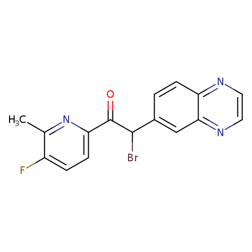 BrC(C(=O)c1ccc(c(n1)C)F)c1ccc2c(c1)nccn2