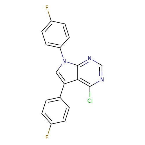 Fc1ccc(cc1)c1cn(c2c1c(Cl)ncn2)c1ccc(cc1)F