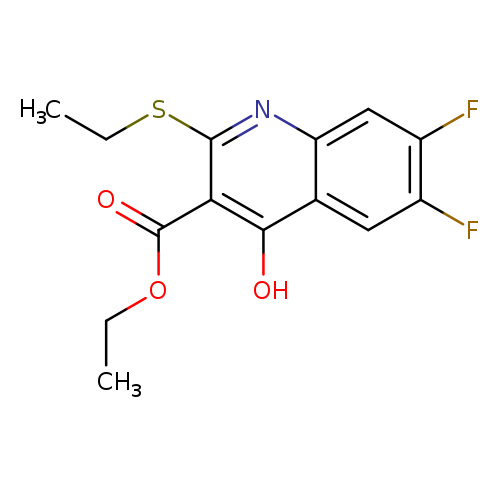 CCOC(=O)c1c(SCC)nc2c(c1O)cc(c(c2)F)F