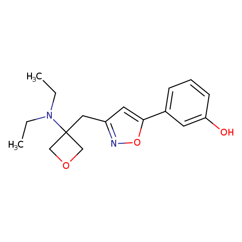 CCN(C1(COC1)Cc1noc(c1)c1cccc(c1)O)CC