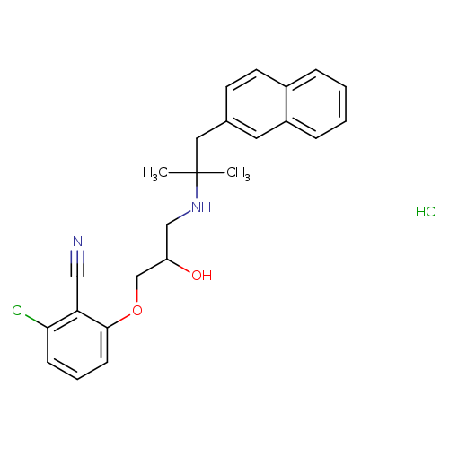 N#Cc1c(cccc1Cl)OCC(CNC(Cc1ccc2c(c1)cccc2)(C)C)O.Cl