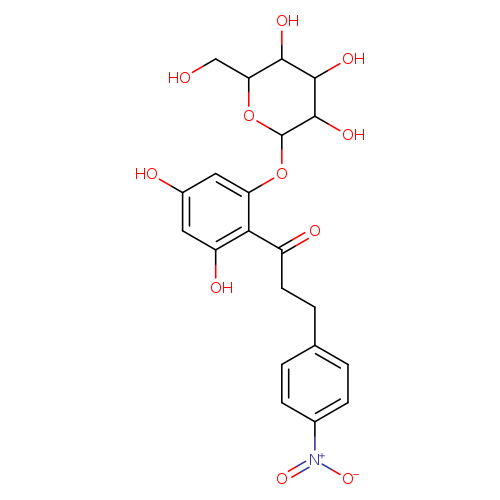 OCC1OC(Oc2cc(O)cc(c2C(=O)CCc2ccc(cc2)[N+](=O)[O-])O)C(C(C1O)O)O