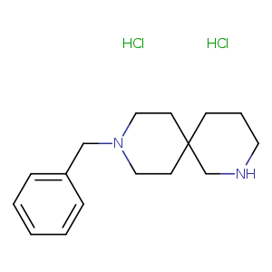 C1CCC2(CN1)CCN(CC2)Cc1ccccc1.Cl.Cl