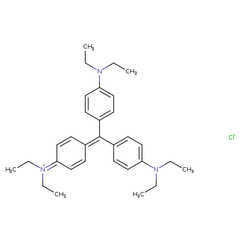 CC[N+](=C1C=CC(=C(c2ccc(cc2)N(CC)CC)c2ccc(cc2)N(CC)CC)C=C1)CC.[Cl-]