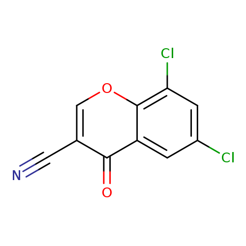 N#Cc1coc2c(c1=O)cc(cc2Cl)Cl