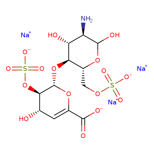 O[C@H]1C=C(O[C@H]([C@@H]1OS(=O)(=O)[O-])O[C@@H]1[C@@H](COS(=O)(=O)[O-])OC([C@@H]([C@H]1O)N)O)C(=O)[O-].[Na+].[Na+].[Na+]