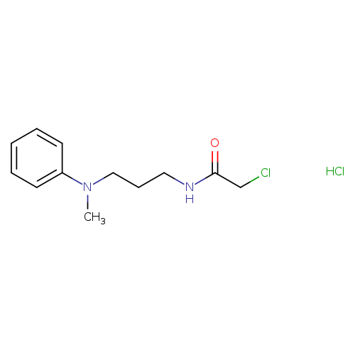ClCC(=O)NCCCN(c1ccccc1)C.Cl