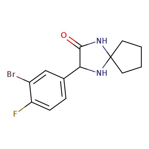 O=C1NC2(NC1c1ccc(c(c1)Br)F)CCCC2