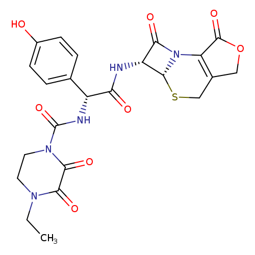 CCN1CCN(C(=O)C1=O)C(=O)N[C@@H](C(=O)N[C@@H]1C(=O)N2[C@@H]1SCC1=C2C(=O)OC1)c1ccc(cc1)O