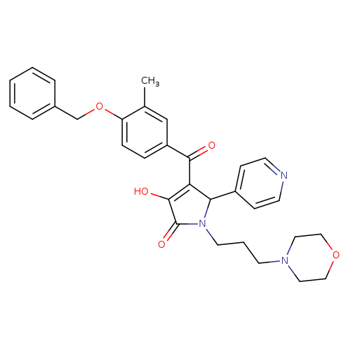 O=C1C(=C(C(N1CCCN1CCOCC1)c1ccncc1)C(=O)c1ccc(c(c1)C)OCc1ccccc1)O