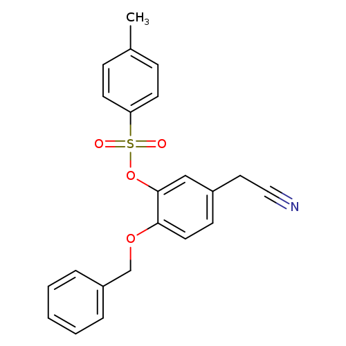 N#CCc1ccc(c(c1)OS(=O)(=O)c1ccc(cc1)C)OCc1ccccc1